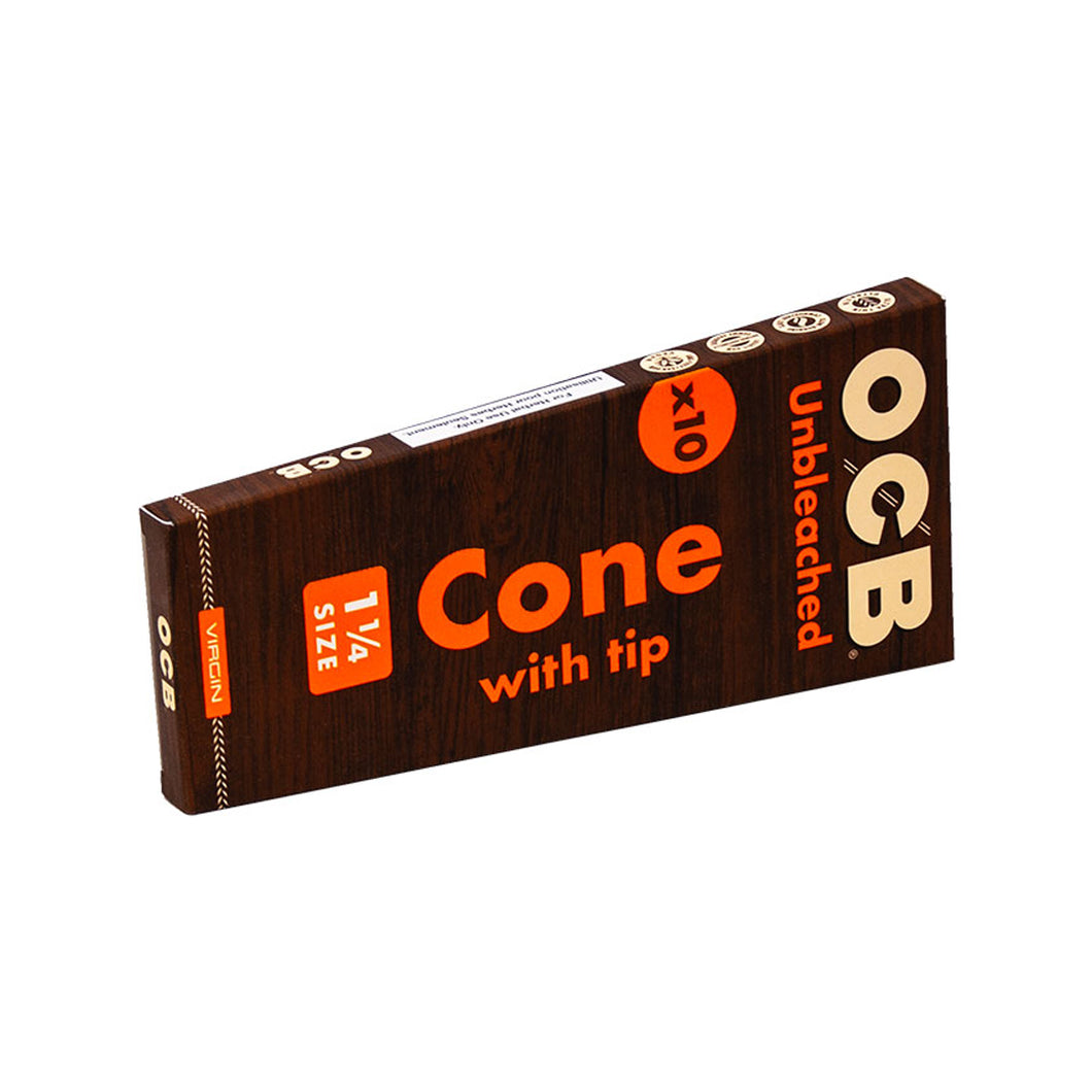 OCB VIRGIN UNBLEACHED CONES  1 1/4 - 10PK