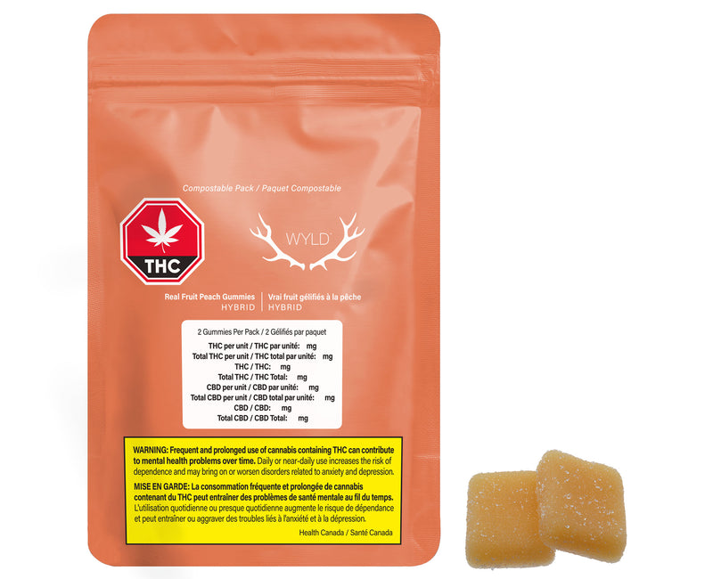 WYLD REAL FRUIT PEACH 5:1 (H) CHEW - 25MG CBD : 5MG THC X 2